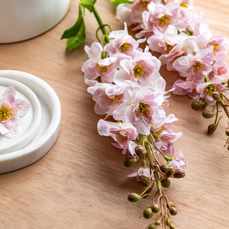 Vintage Hollyhock Floral Stem Tall Pink (12pk)