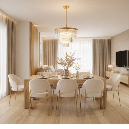 Lampa wisząca SPLENDORE 50 cm - żyrandol złoto-kryształowy