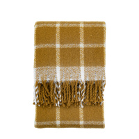 Poly Faux Mohair Check Throw Mustard 1300x1500mm