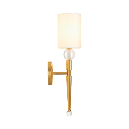 Lampa ścienna DAMA 52 cm-  złoty kinkiet z białym abażurem
