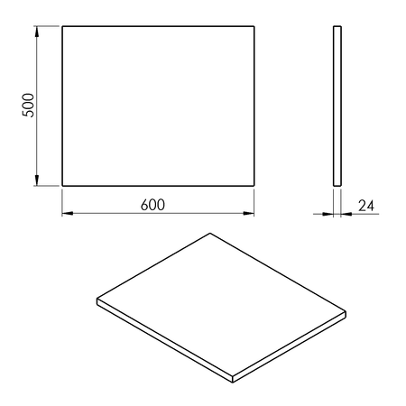PLATO blat Rockstone 600x24x500mm, biały mat