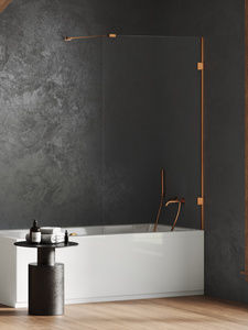 NZ2 Parawan wannowy OXIA COPPER BRUSHED stały 1 U 50x150 szkło czyste 8mm Active Shield 2.0