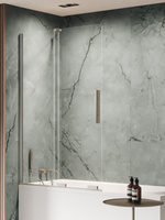 Parawan nawannowy SMART GUNMETAL BRUSHED 1D U 110x150 szkło czyste 8mm Active Shield 2.0 -WSPORNIK SKOŚNY