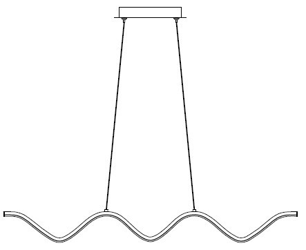 Lampa wisząca ZIGZAG 90 cm - LED, czarna, falista listwa