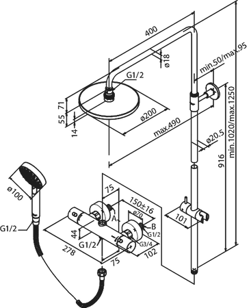 Hilina System Prysznicowy chrom