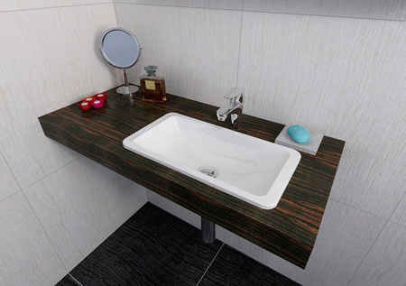 KAMA umywalka kompozytowa 50x26cm, biała, wpuszczana w blat