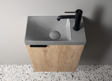 AGOS umywalka betonowa, 40x22cm, lewa/prawa, szary półpołysk