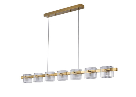 Lampa wisząca BACCIO 120 cm - LED, złota  listwa ze szklanymi kloszami