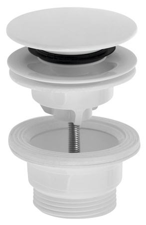 Korek umywalkowy 5/4“, klik-klak, duży grzybek, ABS/biały