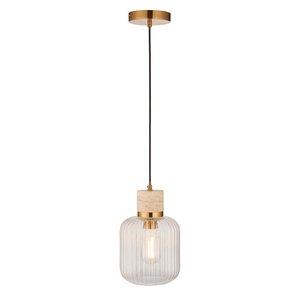 Travi Ribbed 1 Pendant Light Natural Travertine