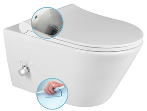 AVVA CLEANWASH WC wiszące, z prysznicem bidetowym i baterią, Rimless, 35,5x53cm, biały