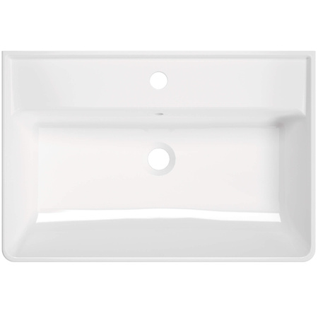 Umywalka ceramiczna nablatowa/ścienna z miejscem na baterię - 61x41 cm