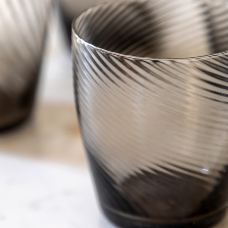 Swirl Tumbler Glass Smoked Grey (4pk) 85x85x97mm
