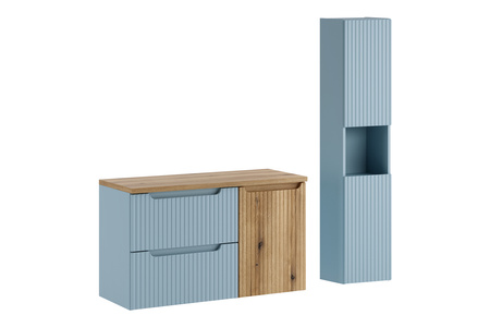 Zestaw meblowy 100cm z blatem, szafką z koszem na praniem i szafką wysoką