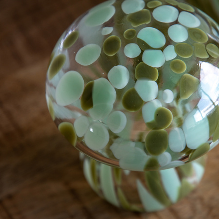 Confetti Glass Mushrooms Set of 2 Forest Green