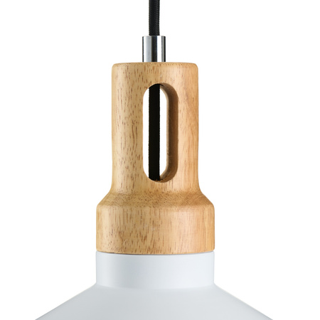 Lampa wisząca NORDIC WOODY biało drewniana 35 cm