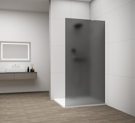 ESCA WHITE MATT jednoczęściowa kabina przysznicowa Walk-In, montaż przy ścianie, szkło mat dymione, 700 mm