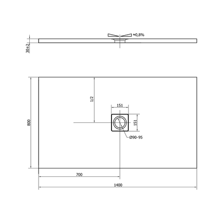 FLEXIA brodzik kompozytowy z możliwością docinania 140x80cm
