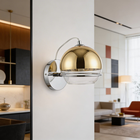 LAMPA ŚCIENNA KINKIET NOWOCZESNY ZŁOTY VERONI