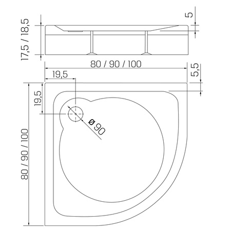 Obudowa Brodzika CANTARE 100x100x14