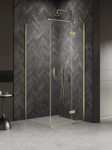 NZ4 Kabina NESTA LIGHT GOLD 1D prostokątna L 110x80x200 czyste 6mm Active Shield 2.0