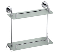 X-ROUND E półka szklana podwójna 400mm, chrom