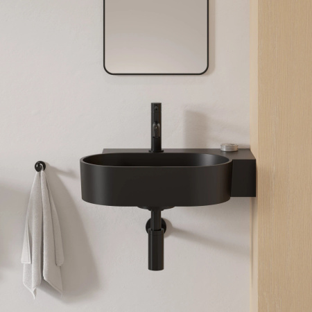 OVO M+ umywalka nablatowa/wisząca - prawa, 55 x 38 cm, black lava mat