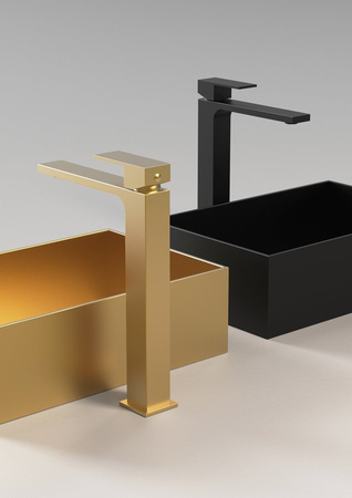CUBEMIX bateria umywalkowa, wysoka, złoto mat
