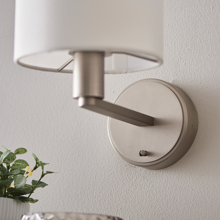 Daley Wall Light Nickel & White Faux Silk