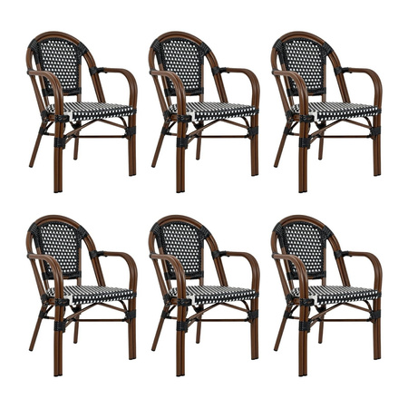 Zestaw 6 krzeseł ogrodowych CAFE PARIS    ARM brązowy rattan