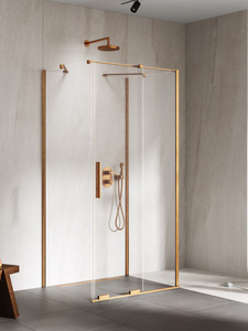 NZ4 Kabina prysznicowa SMART COPPER BRUSHED 1D prostokątna przyścienna U 130x90x200 szkło czyste 8mm Active Shield 2.0