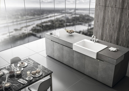 ARYA zlewozmywak ceramiczny otwór na baterię 86x62cm, biały