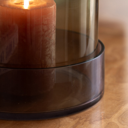 Tamar Smoked Candle Holder Green 170x170x220mm