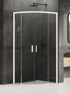 Kabina prysznicowa PRIME WHITE 2D półokrągła R55 80x80x200 szkło czyste 6mm Active Shield 2.0