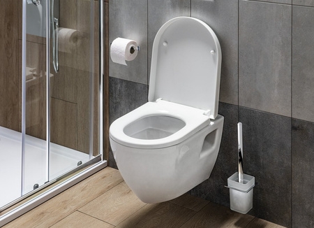 APOLLO wisząca szczotka do WC, mleczne szkło, chrom