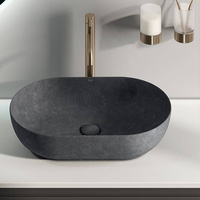 RAK Ceramics SKIN Umywalka slim nablatowa owalna 55x35 cm Carbon Concrete - Efekt kamienia