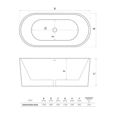 Wanna wolnostojąca Oklahoma 1700