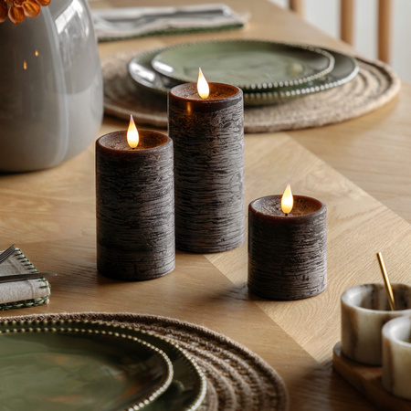 LED 1 Wick Candle Mocha 3pk 70x70x150mm