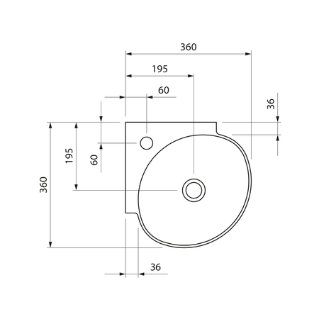 ECKERT umywalka ceramiczna narożna 36x36cm, biały