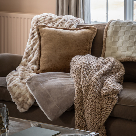 Luxury Melange Knit Throw Oatmeal 1300x1700mm