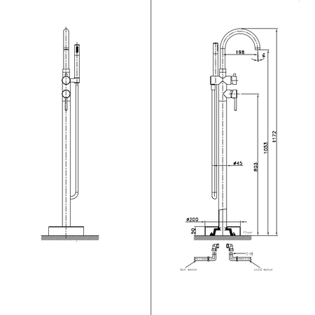 Bateria wannowa wolnostojąca okrągła Orion Matt Black