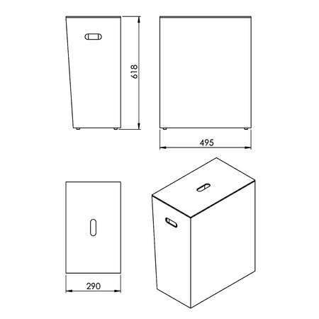 LUXURY kosz na bieliznę 49,5x61,8x29cm, biały