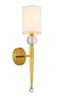Lampa ścienna DAMA 52 cm-  złoty kinkiet z białym abażurem