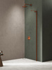 Kabina prysznicowa NESTA COPPER BRUSHED WALK-IN U 80x200 szkło czyste 8mm Active Shield 2.0 - WSPORNIK KĄTOWY