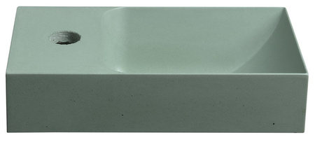 PICCOLINO umywalka betonowa, 30,8x17cm, bateria z lewej strony, zielony mat