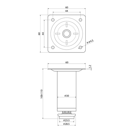 KERAMIA FRESH nóżka o regulowanej wysokość 100-110mm, czarny mat