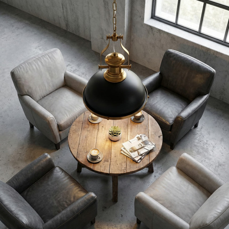 LAMPA WISZĄCA INDUSTRIALNA LOFT CZARNO-MOSIĘŻNA ETTORE