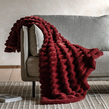 Ribbed Faux Fur Throw Mulberry 1300x1700mm