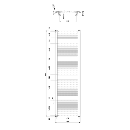 ORBIT grzejnik z podłączeniem bocznym 450x1680 mm, biały