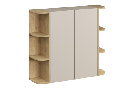 Zestaw meblowy z szafkami wysokimi i regałami